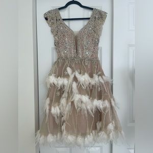 Custom Made beaded/feather bridal short dress